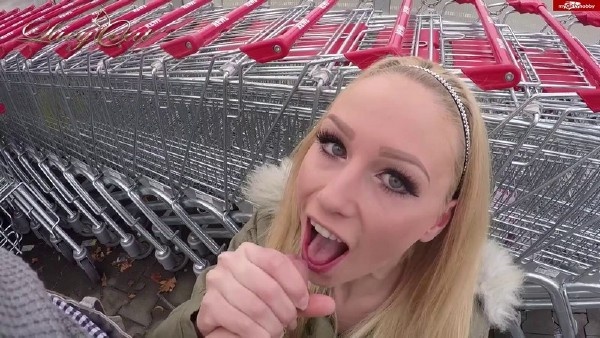  Lucy Cat -  Public Blowjob And Creampie Behind Supermarket In German